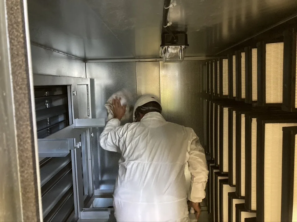 Air handling unit and extract ductwork after cleaning